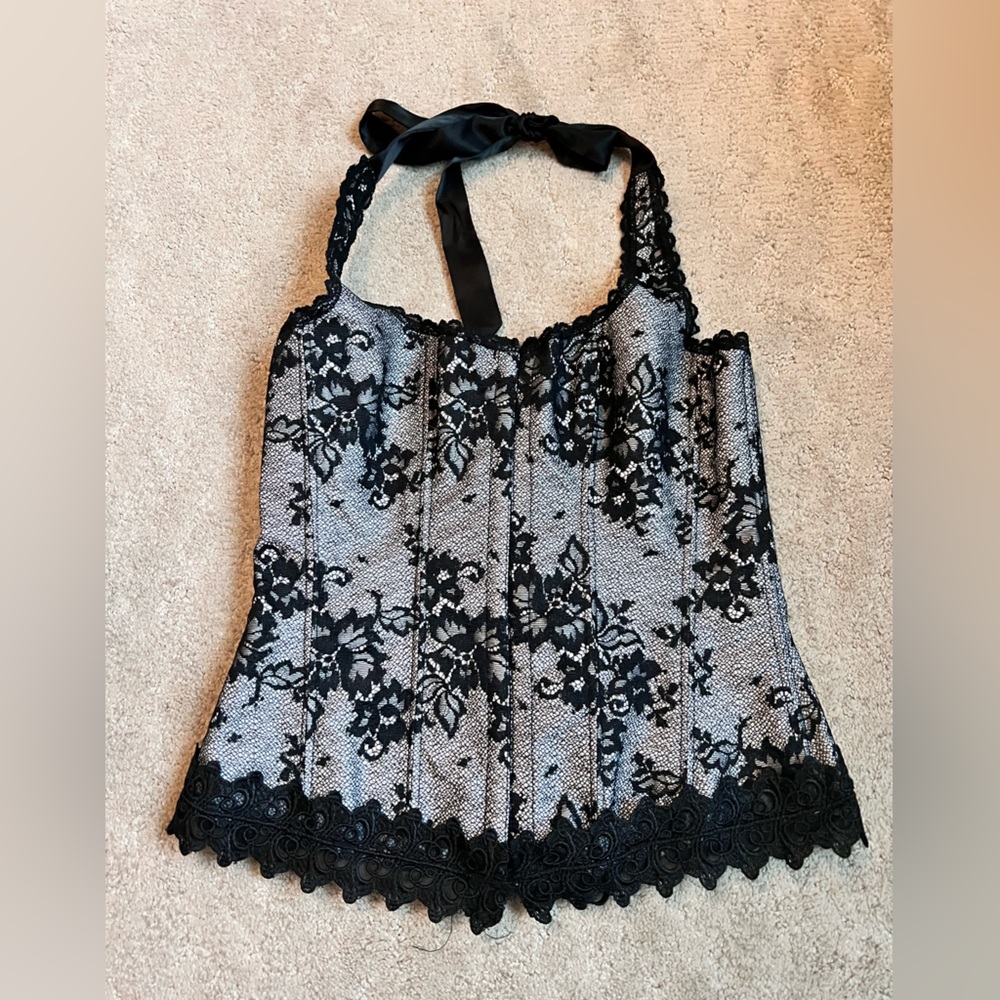 Elegant Black Lace Corset Top
